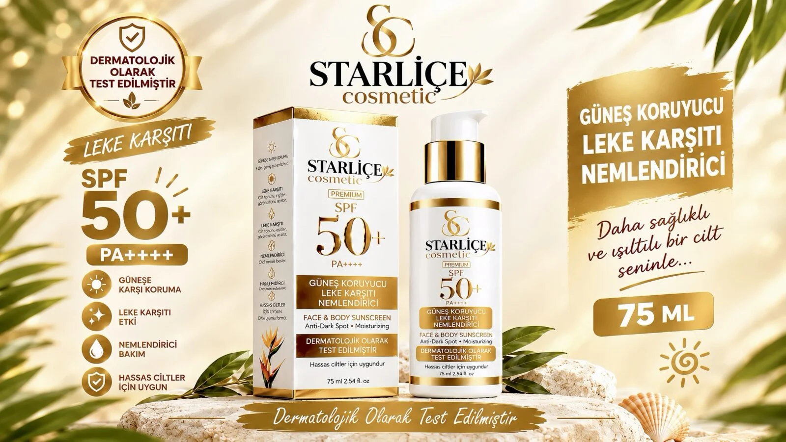 Starliçe Güneş Kremi Güneş Koruyucu Leke Karşıtı Nemlendirici — Starliçe Güzellik salonu