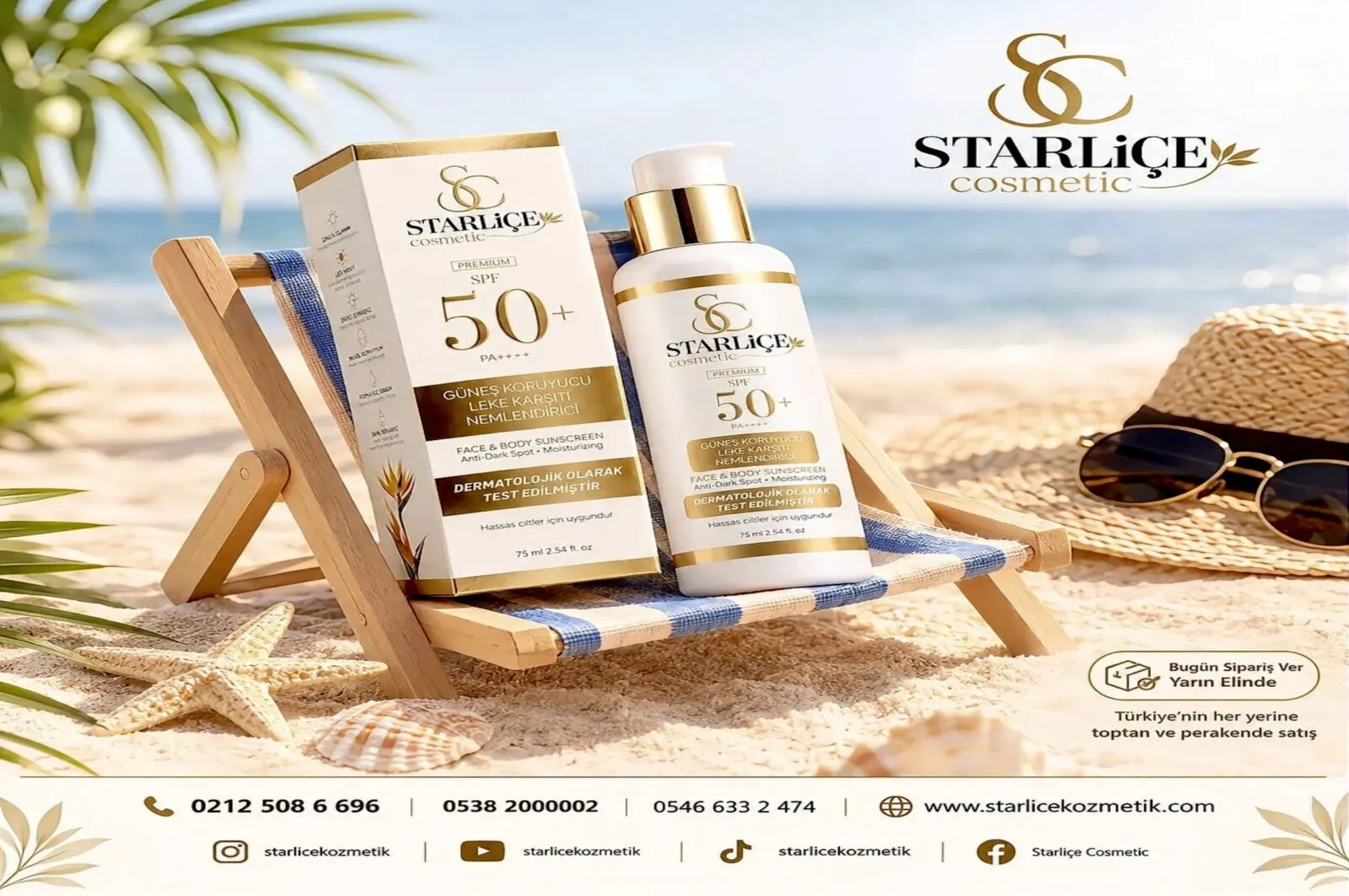 Starliçe Cosmetic Güneş Kremi, Güneş Koruyucu, Leke Karşıtı, Nemlendirici
